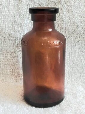 Antique 1920's 4" Amber Glass Bottle of Lysol Inc. in As Seen Condition!!
